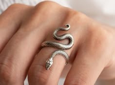 925 Sterling Silver Snake Ring Adjustable Snake Ring Rose - Etsy Reputation Costume, X Mas List, Silver Snake Ring, Serpent Ring, Snake Ring Silver, Eras Tour Outfit, Snake Jewelry, Minimalist Gifts, Snake Ring