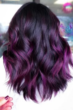 Purple And Black Hair, Purple Balayage, Dark Purple Hair, Hair Done, Cool Hair, Hair Colours, Colored Hair, The Salon, Hair Stuff