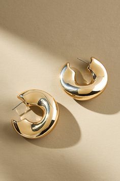 Plated brass Post styling Imported | Large Mod Hoop Earrings by Anthropologie in Gold, Women's, Plated Brass Missoma Gold Hoops, Accessories Jewelry Earrings, 50 Fashion, Women Accessories Jewelry, Color Coding, Women's Accessories, Jewelry Accessories, Anthropologie, Jewelry Earrings