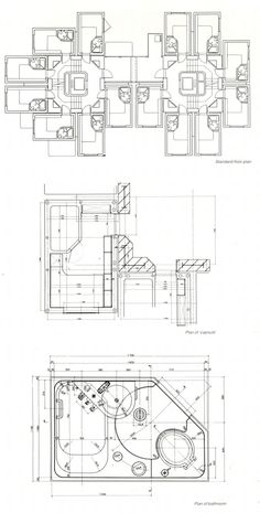 two drawings of different types of furniture in the same drawing, one is blueprinted and