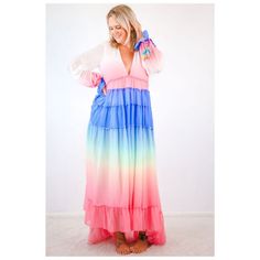 Look Whimsical And Colorful In This Maxi Dress! Be Vacation Ready On The Beach In This Colorful Stunner. Size Bust Waist Hips S (4-6) 34-35 27-28 36-37 M (8-10) 36-37 29-30 38-39 L (12-14) 38-40 32-33 41-42 Liz Is 5'7 And Wears A Size Medium Blue Lace Maxi Dress, Lulus Maxi Dress, Vintage Long Dress, Lacey Dress, Velvet Bridesmaid Dresses, Striped Knit Dress, Maxi Sundress, Bridesmaid Dress Sizes, Maxi Jersey Dress