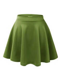 90% Polyester, 10% Spandex Made in U.S.A. or Imported. Hand Wash Only Stretchy fabric for comfortable fit / Skater skirt with an elastic inner band / Double-stitched bottom hem This versatile skater skirt is a must to make an amazing outfit You can wear it in any occasion - school, office, dates, and parties HAND WASH COLD / NO BLEACH / HANG DRY Outfit Ideas With Boots, High Waisted Circle Skirt, Flared Skater Skirt, Skirts Outfits, Elegant Updos, Mini Skater Skirt, Green Bottom, Miniskirt Outfits, Skirt Outfit