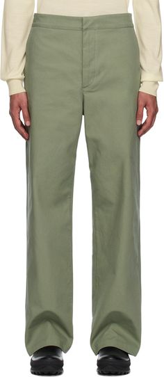 Cotton canvas trousers. · Four-pocket styling · Button-fly Supplier color: Dark sage Green Wide Leg Cargo Pants With Five Pockets, Green Wide Leg Work Pants With Patch Pockets, Green Cotton Pants With Flap Pockets, Green Flap Pockets Bottoms For Workwear, Green Straight Leg Chinos With Belt Loops, Green Bottoms With Flap Pockets For Work, Green Work Pants With Five Pockets, Green Workwear Pants With Five Pockets, Green Straight Leg Work Pants With Patch Pockets