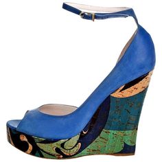 Cork Heels, Heels & Wedges, Suede Wedges, Emilio Pucci, Blue Suede, New Shoes, Wedge Heels, Pumps Heels, Rocker