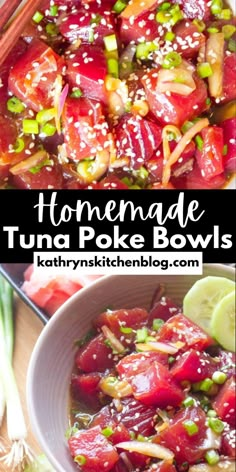 this homemade tuna poke bowl is loaded with fresh ingredients and ready to be eaten