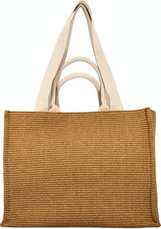 Get ready for summer with this stylish and practical tote bag by Marni. Perfect for a day at the beach or a shopping trip, this bag features weaved fabric, two sets of handles in cotton ribbon, an embroidered Marni logo on the front, and a cotton lining with a zipped pocket to keep your essentials secure. Weaved fabric for a natural and beachy look Two sets of handles in cotton ribbon for versatile carrying options Embroidered Marni logo on the front for a touch of designer flair Cotton lining w Modern Beige Straw Bag For Shopping, Summer Canvas Tote With Braided Handles, Square Canvas Bag For Summer Shopping, Daily Use Cotton Straw Bag With Braided Handles, Summer Canvas Bag With Double Leather Handles, Modern Summer Bags With Rolled Handles, Modern Straw Bag With Handles For Beach, Modern Straw Bag With Handles For The Beach, Modern Straw Beach Bag With Handles