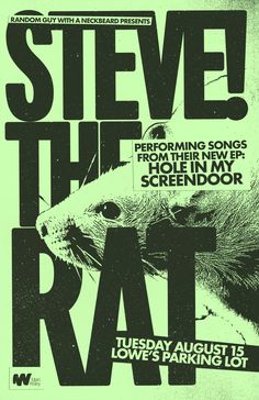 an advertisement for steve the rat from their new album, live at the racquet