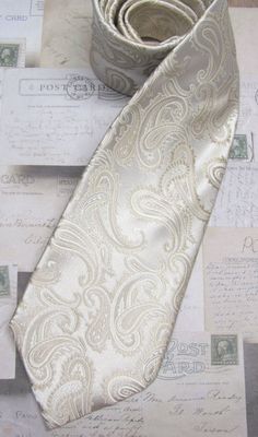 Mens Ties Beige Tan Paisley Mens Silk Necktie Wedding ties. With Matching Pocket Square Option Elegant Standard Tie For Wedding, Elegant Silk Neckwear For Weddings, Classic Silk Ties For Wedding, Fitted Silk Tie For Wedding, Silk Fitted Suit And Tie Accessories For Wedding, Elegant Black Tie Suit Accessories With Paisley Print, Elegant Semi-formal Ties With Paisley Print, Elegant Satin Suit And Tie Accessories For Wedding, Elegant Satin Suit Accessories For Wedding