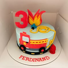 Cake With Firetruck, Fire Station Birthday Cake, 3rd Birthday Firetruck Cake, Birthday Cake Firefighter, Fire Truck Cake Ideas, Birthday Cake Fire Truck, Fire Engine Party Ideas, Firefighter Birthday Party Cake, Firefighter Cake Ideas Kids