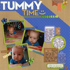 a scrapbook page with baby pictures and words