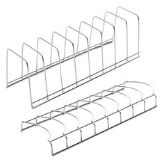 a set of four metal racks on top of each other, with one hanging from the bottom