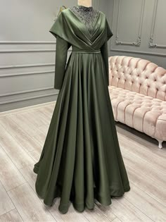 2023 Elegant Muslim Evening Dress Long Sleeves High Long Dress Full Sleeves, Modest Evening Gowns Hijab, Shefong Dress Long, Muslimah Prom Dress, Long Sleeve Modest Dress, Long Dress Outfit Elegant, Hijab Dresses For Wedding Party, Dress Elegant Hijab, Muslim Dress Party Gowns