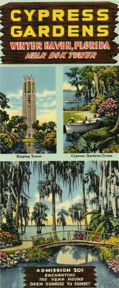 an advertisement for cypress gardens in winter haven florida