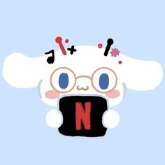 the letter n is in front of an image of a cartoon sheep with glasses on it's head