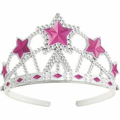 Star Gem Princess Tiara - NEW Your girl can look absolutely fabulous wearing the Star Gem Princess Tiara. She will be the life of the party when she wears it. It comes in a sparkling silver and features pink stars and gems that make it look adorable. The plastic tiara is ideal for the birthday girl because it makes her stand out and feel special. It is also useful for costume parties and Halloween as an accessory. Coordinate it with the rest of the outfit and wow your child's guests. Your little Pink Plastic Tiara, Princess Party Tiara, Tiara Accessories, Party Tiara, Diy Summer Crafts, Bride Crown, Star Headband, Princess Tiara, Bridal Hair Jewelry