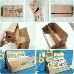 there are many pictures of different boxes that have been opened to show the contents inside