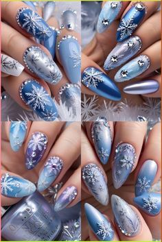 Frosty Nails, Winter Wonderland Nails, Icy Nails, Nail Parlour, Blue Christmas Nails, Sophisticated Nails, Paris Nails