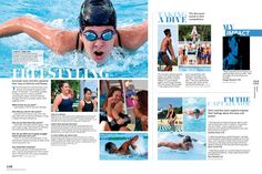 an article about swimming in the water with pictures of people and their swimsuits