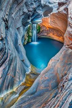 the water is blue and clear in this canyon