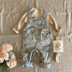 Cottagecore Baby Outfits, Cottage Core Baby Clothes, Cottagecore Baby Clothes, Thrifted Baby Outfits, Neutral Baby Girl Clothes, Colorful Baby Clothes, Baby Spring Outfits, Baby Overalls Outfit