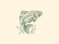 a drawing of a fish jumping out of the water to catch some food in it's mouth