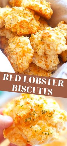 red lobster biscuits in a basket with text overlay