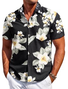 PRICES MAY VARY. 【PREMIUM FABRIC】Men's Polyester Hawaiian Shirt is made of 100% polyester, which is wrinkle-free, quick-drying, colorful, soft, and shrinkage-free. Perfect for beach vacations and other summer trips. 【HAWAIIAN STYLE】Hawaiian Print Shirts come in classic tropical floral prints as well as unique ukulele prints. Providing you with a more unique selection of summer aloha shirts. 【OCCASION】Men's Summer Shirts are perfect for Hawaii, beach, vacation, resort, cruise, party, beach weddin Unique Ukulele, Friends Clothing, Hawaiian Print Shirts, Cruise Party, Hawaii Beach, Tropical Floral Print, Beach Vacations, Tropical Summer, Beach Shirt