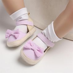 Product Title: Baby Girls Striped Bow Decor Magic Tape Sandals Baby Shoes Keyword Tag: Baby Blanket With Pom Pom Trim*Soft Feeling & Cozy Comfortable*Package Package Included:1Shoes*UpperFabric & Fabric:Cloth*imported Pink Mary Janes For Summer, Cute Sandals With Soft Sole, Cute Booties For First Birthday In Spring, Pink Non-slip Booties For Spring, Pink Booties For Playtime In Spring, Pink Soft Sole Closed Toe Booties, Pink Closed Toe Booties With Soft Sole, Pink Closed Toe Mary Janes For Summer, Cute Pink Booties For First Birthday