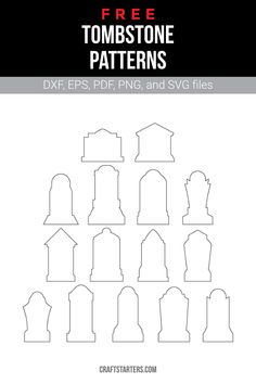 the pattern for tombstones is shown in black and white, with text that reads free tombstone