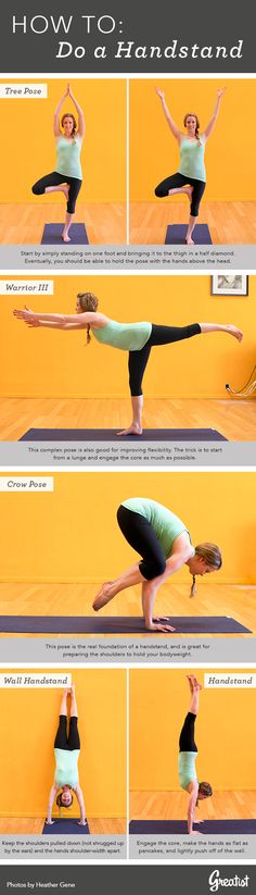 a woman doing yoga poses in different positions