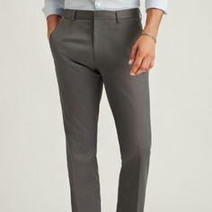 Wrinkle-Resistant, Easy-Care Cotton Dress Pants For Everyday Work Extremely Comfy Dress Pants That Look Sleek. Never Worn, In Perfect Condition Fitted Gray Pants With Pockets, Gray 4-way Stretch Pants With Pockets, Fitted Gray Chinos With Tapered Leg, Gray Fitted Tapered Leg Chinos, Gray Fitted Tapered Leg Pants, Fitted Straight Leg Gray Chinos, Fitted Gray Chinos For Work, Fitted Gray Cotton Pants, Slim Fit Gray Pants With Pockets