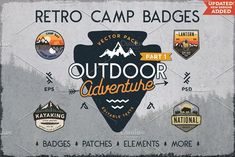 the retro camp badges for outdoor adventure