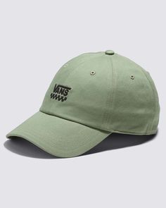 sage green cotton baseball cap with black vans embroidered logo Classic Trucker Hat For Baseball Season With Curved Visor, Classic Trucker Hat For Baseball Season, Classic Curved Visor Snapback Hat For Baseball Season, Classic Curved Bill Fitted Hat For Baseball Season, Classic Fitted Hat With Curved Bill For Baseball Season, Classic Dad Hat For Baseball Season With Curved Bill, Classic Trucker Hat With Embroidered Logo And Curved Bill, Classic Trucker Hat With Curved Visor For Streetwear, Classic Trucker Hat With Logo Patch And Curved Brim