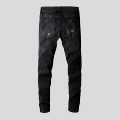 Introducing the 2023 Autumn collection's black painted patch men's jeans - a street style that is sure to turn heads!Why You'll Love It: Street Style: Show your unique edge with this street-inspired look, featuring patchwork denim and a mid-waise fit. Zipper & Button Closure: A classic zipper and button closure ensures a perfect fit and an easy on-and-off wear. Stretchy Comfort: Enjoy all-day comfort with a stretchy fabric blend that moves with you. Slim Fit: A slim fit ensures a contemporary si Black Ripped Jeans For Streetwear, Ripped Black Pants For Streetwear, Black Ripped Pants For Streetwear, Urban Black Ripped Jeans, Punk Style Ripped Black Jeans, Black Ripped Punk Jeans, Washed Black Ripped Punk Jeans, Jeans Patchwork, Short Torso