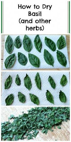 two pictures of green leaves on top of white napkins and one has been cut into smaller pieces