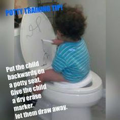 a young boy sitting on top of a toilet seat with the words potty training tips written on it