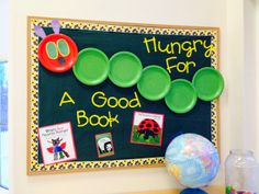 the very hungry caterpillars are on the blackboard in this classroom setting