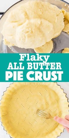 a pie crust is being made in a pie pan