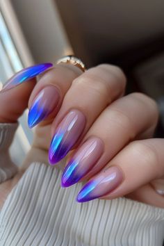 Aura Nail, Gradient Nails, Classy Nails, Fancy Nails, Chic Nails, Purple Nails, Acrylic Nail Designs, Swag Nails, Winter Nails