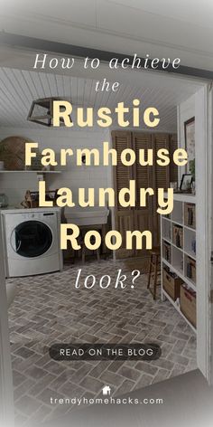 In this Trendy Home Hacks blog post, we explore how you can achieve the rustic farmhouse laundry room look. Rustic farmhouse style is often achieved with accents such as unpolished woods, exposed stone, and metals with a patina that tell a story of the past. For tips and ideas on how to incorporate farmhouse elements into your laundry room head over to the blog. And, don't forget to save this pin for later. Happy decorating! Laundry Room Antique Decor, Magnolia Laundry Room Ideas, Laundry Room Vintage Decor, Joanna Gaines Laundry Room Ideas, Laundry Room Rustic, Laundry Room Vintage, Retro Laundry Room, Farmhouse Laundry Room Ideas