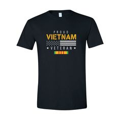 a black t - shirt with the words proud vietnam and an american flag