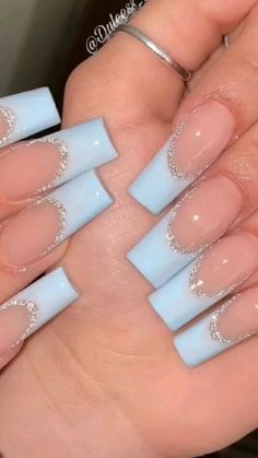 Short nails can be stylish too! Check out these amazing nail art designs for short nails. 💅💫 #ShortNails #NailArt #StylishNails Light Blue Nails French Tip, Sky Blue French Tip 1.5, Sky Blue French Tip Nails, First Day Of School Nails Acrylic, Light Blue French Tip Nails, Light Blue French Tip, Baby Blue French Tip, Graduation Dance, Baby Blue Acrylic Nails