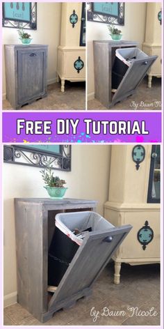 the diy side table is made from an old dresser