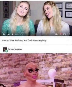 two women with makeup on their faces and one has an alien face