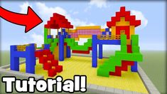 an image of a fake playground with the text, how to make a fake playground in minecraft