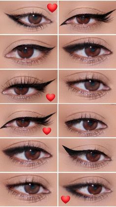 ♥️ Gel Eyeliner Tutorial, Pencil Eyeliner Tutorial, Cat Eye Eyeliner Tutorial, Liquid Eyeliner Tutorial, Cat Eye Eyeliner, Tutorial Eyeliner, Eyeliner For Hooded Eyes, Membentuk Alis, Bentuk Alis