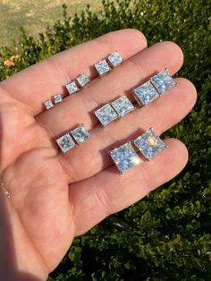 HarlemBling Real MOISSANITE Square Princess Stud Earrings 925 Silver Passes Diamond Tester Princess Cut Stud Earrings, Diamond Tester, Dope Jewelry, Screw Back Earrings, Selling Jewelry, Gold Earrings Studs, Show Up, Diamond Earrings Studs, Diamond Studs