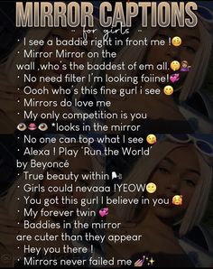 Insta Quotes For Selfies Baddie, Baddie Mirror Captions Instagram, Insta Captions For Mirror Pics, Instagram Captions For Mirror Selfie, Mirror Picture Captions Instagram, Mirror Pic Captions Instagram, Captions For Mirror Pics, Baddie Captions For Mirror Pictures, Captions For Pictures Of Yourself Baddie