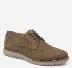 Casual Moc Toe Dress Shoes With Cushioned Footbed, Classic Leather Sneakers With Arch Support, Semi-formal Brown Oxfords With Cushioned Footbed, Johnston Murphy Mens Shoes, Brown Slip-on Goodyear Welted Oxfords, Johnston Murphy, Men's Boots, Eva Sole, Big Kid