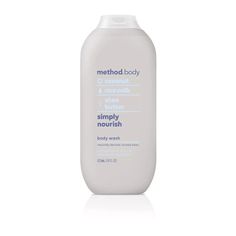 Method Body Wash, Simply Nourish,  18oz Free Shipping About this item: Contains (1) 18 ounce bottle of gel liquid body soap. Infused with coconut, rice milk + shea butter. Biodegradable formula made with plant-based cleansers. Made with no parabens, no phthalates, no bad vibes. Leaves skin feeling moisturized + smelling scent-sational. Bottle (minus lid) made of 65% recycled plastic (PCR). Cruelty free. Tested by people, not on animals. Method Body Wash, No Bad Vibes, Rice Milk, Coconut Rice, Bad Vibes, Body Soap, My Makeup, Shower Gel, Recycled Plastic